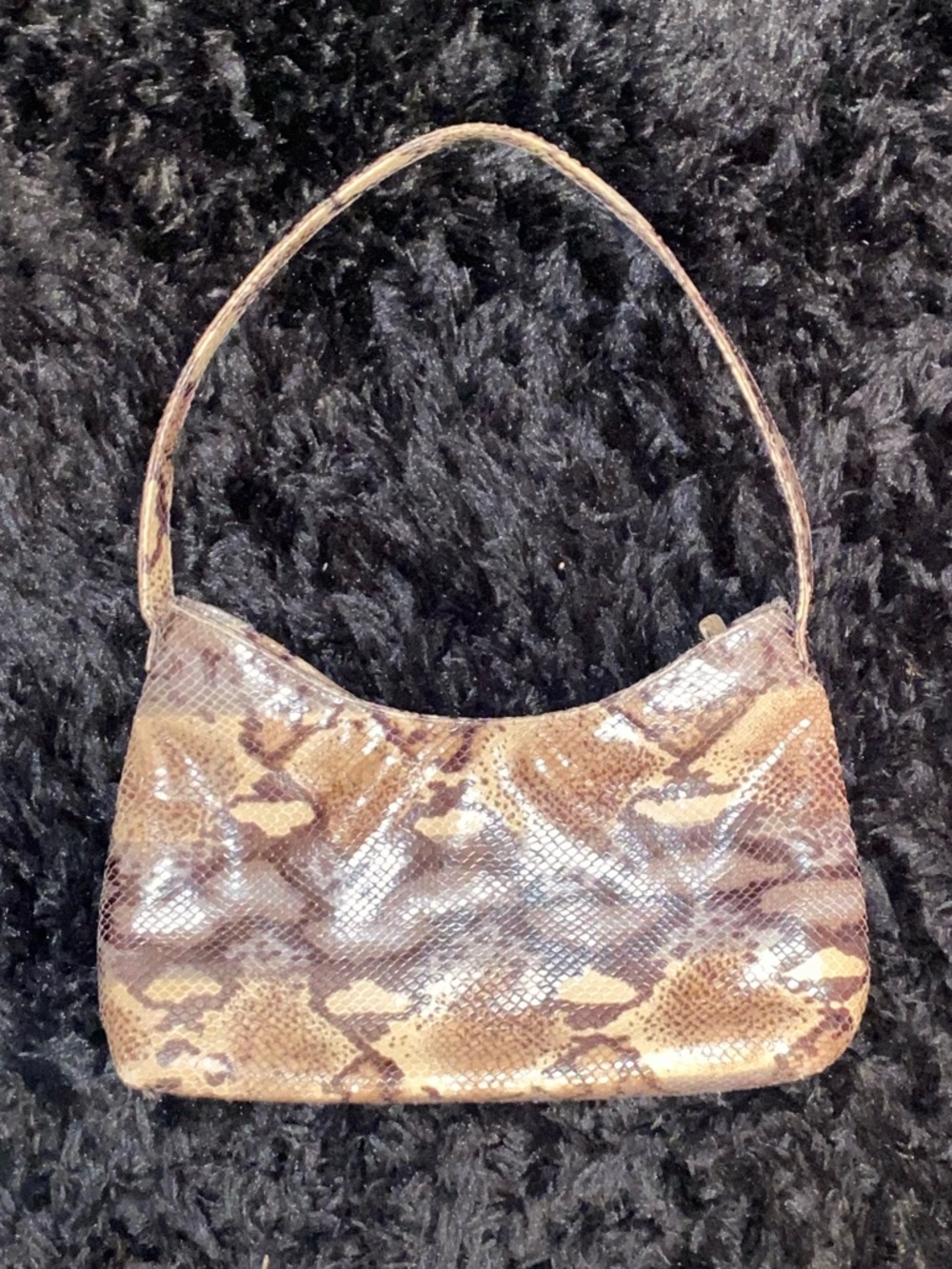 Snake-Print Shoulder Bag in Brown